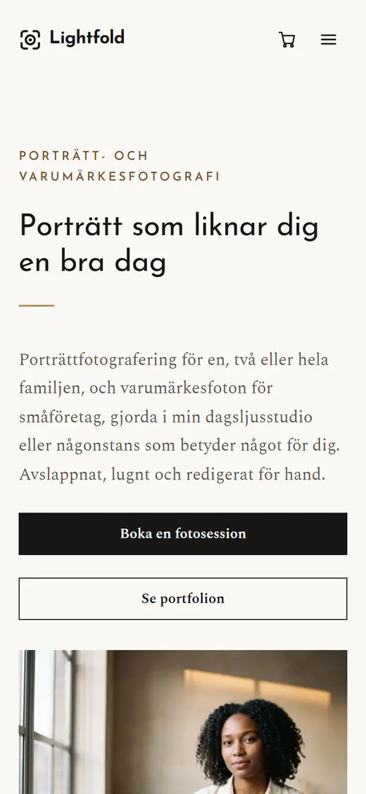Mall för fotografer, på en telefon