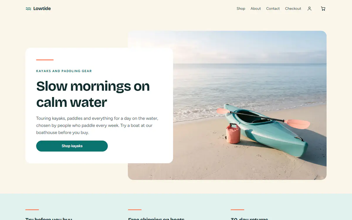 Kayak shop template, on a computer