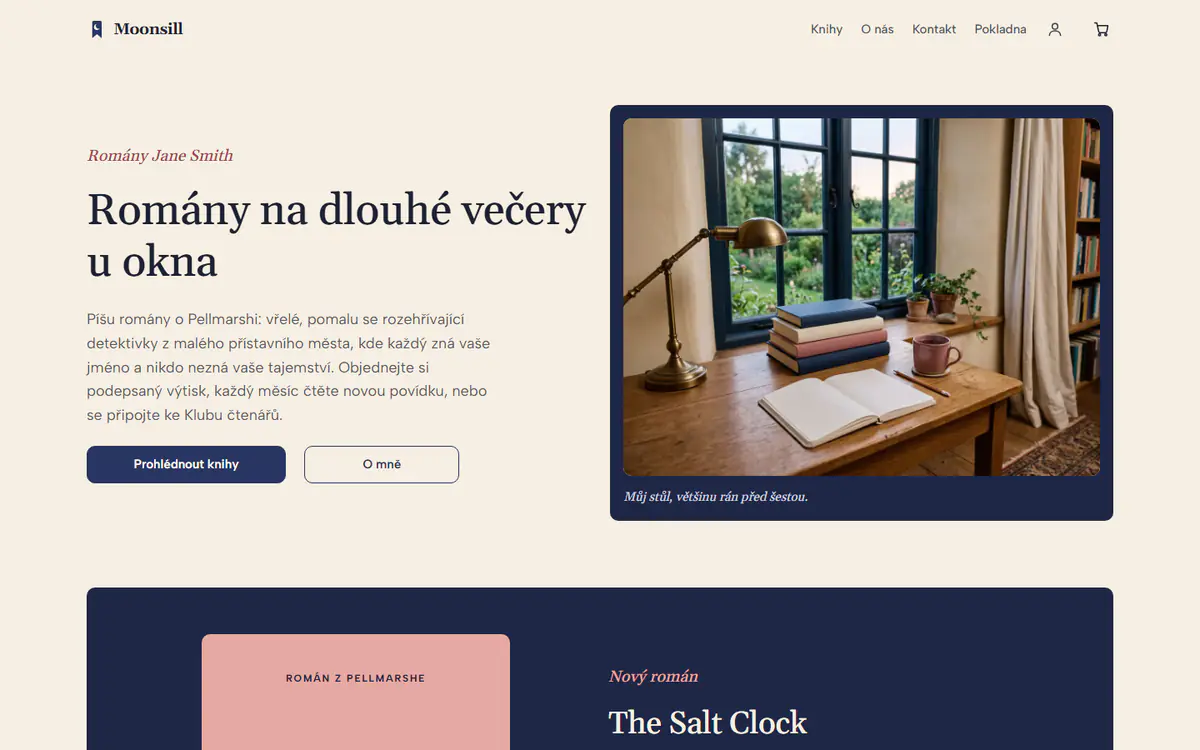 Šablona autorského webu na počítači