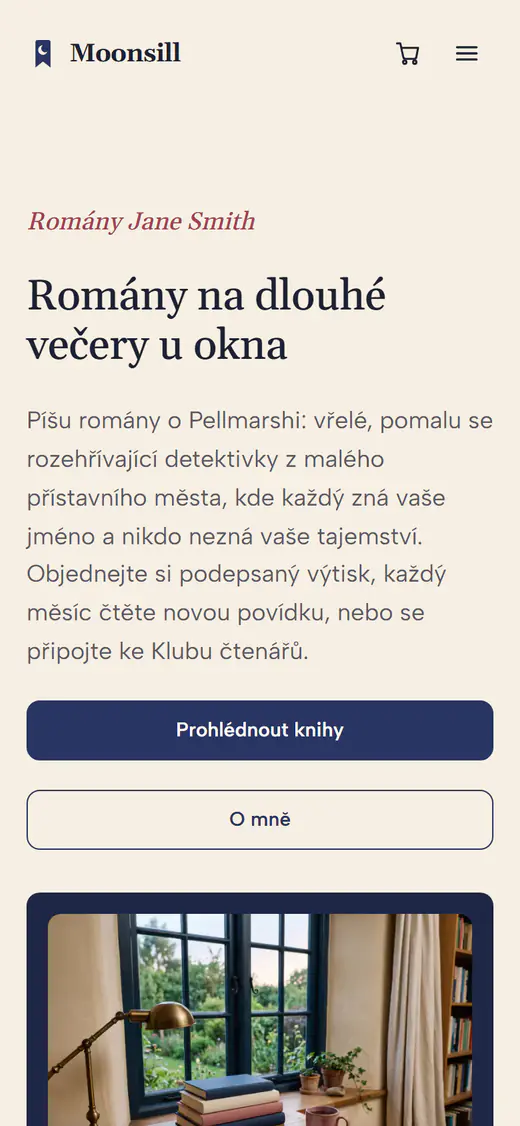Šablona autorského webu v telefonu