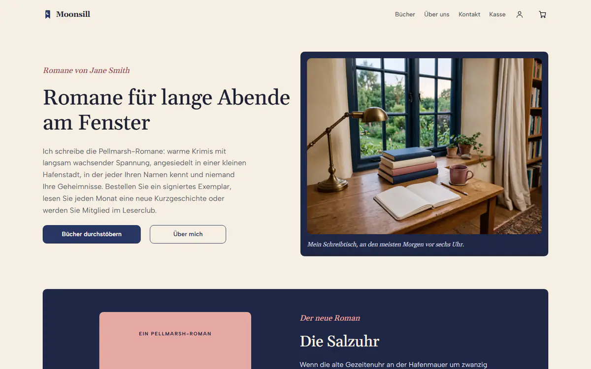 Website-Vorlage für Autoren auf einem Computer