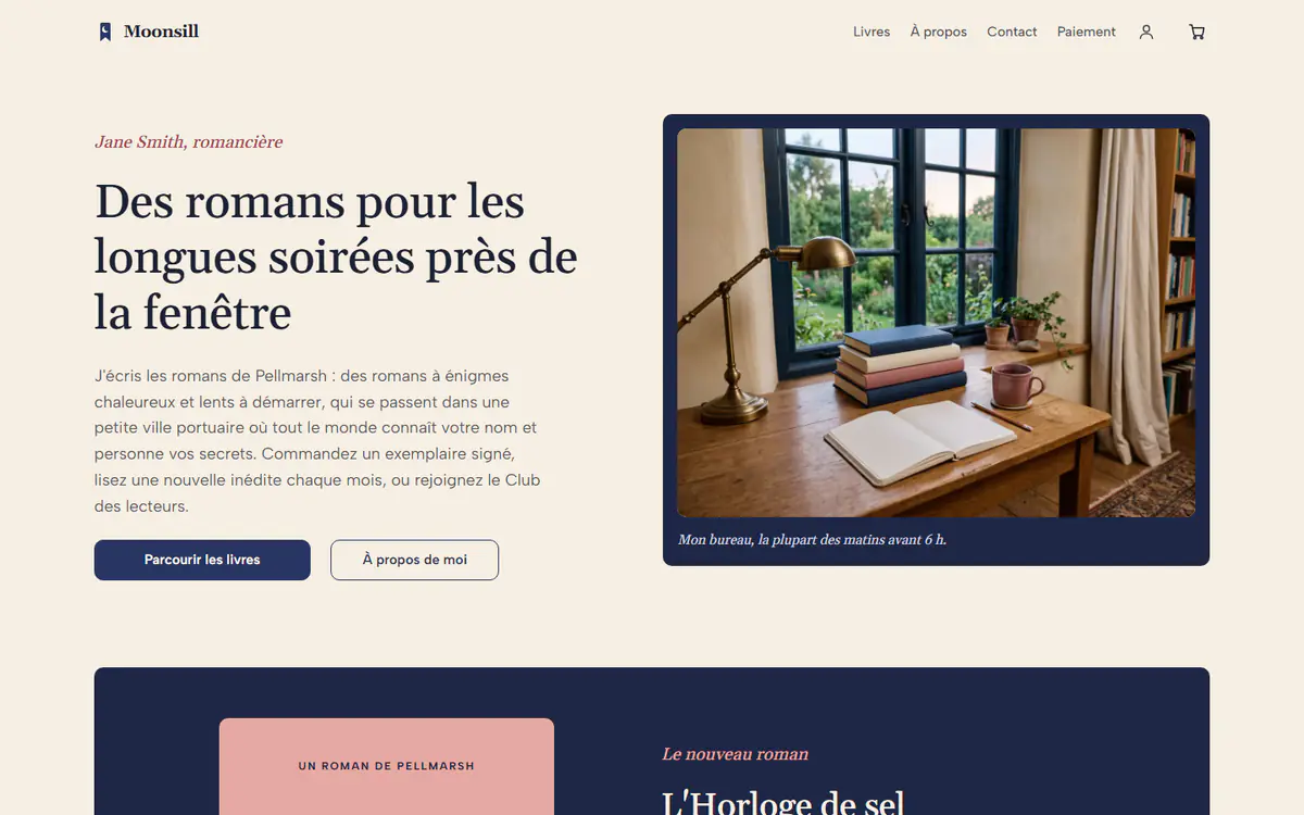 Modèle de site pour auteur, sur ordinateur