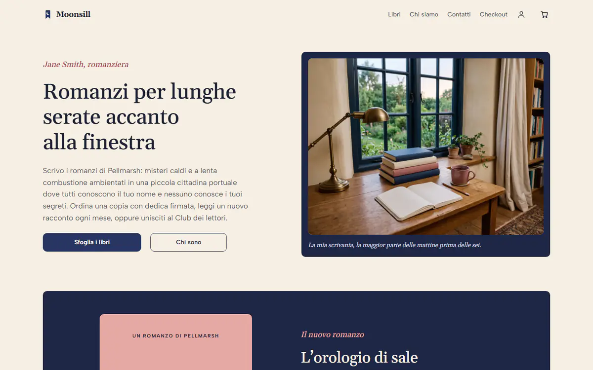 Modello di sito per autori, su computer