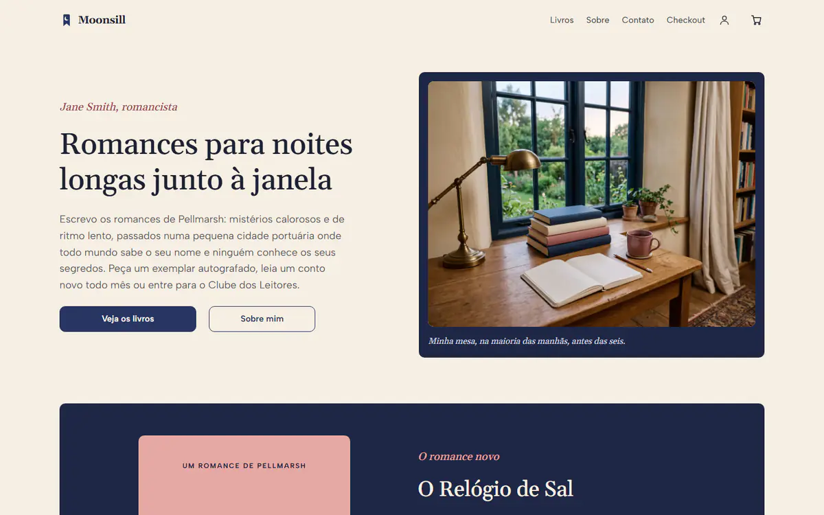 Modelo de site para autor, no computador