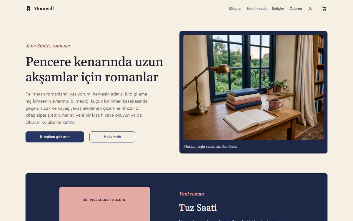 Yazar web sitesi şablonu, bilgisayarda