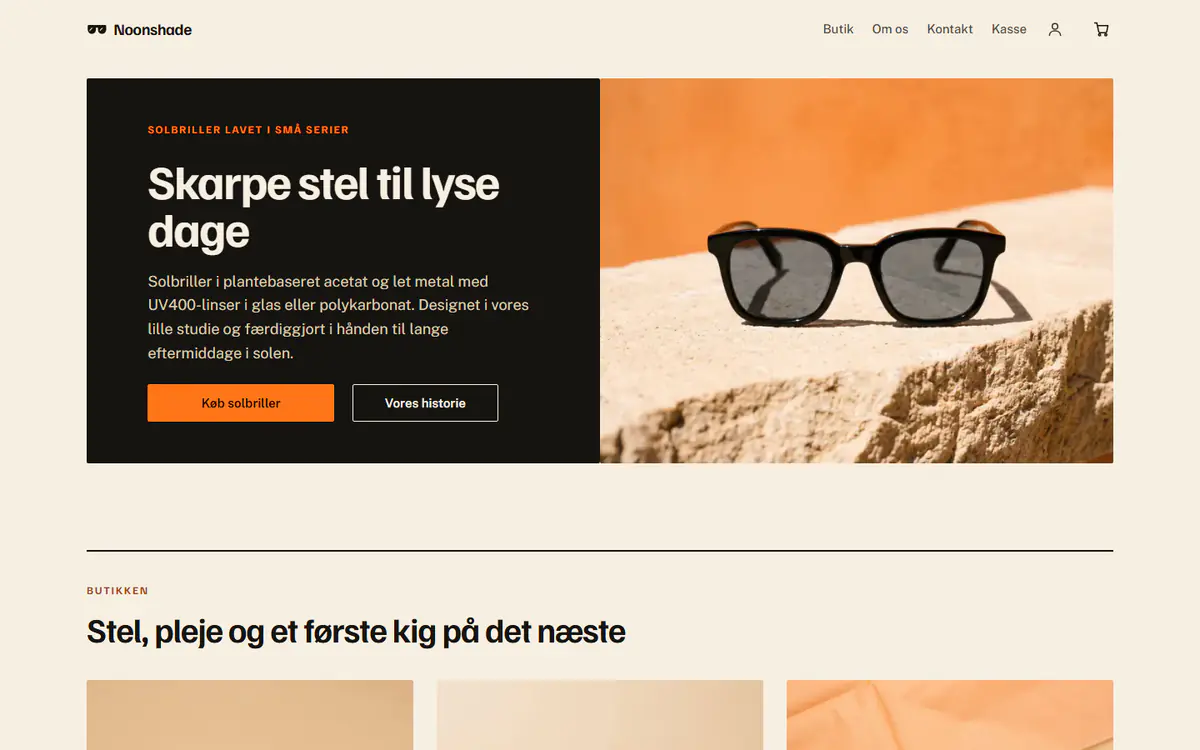 Skabelon til butik med solbriller, på en computer
