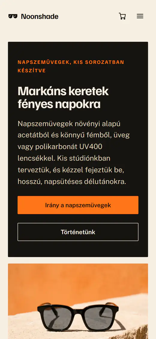 Napszemüveg webáruház-sablon telefonon