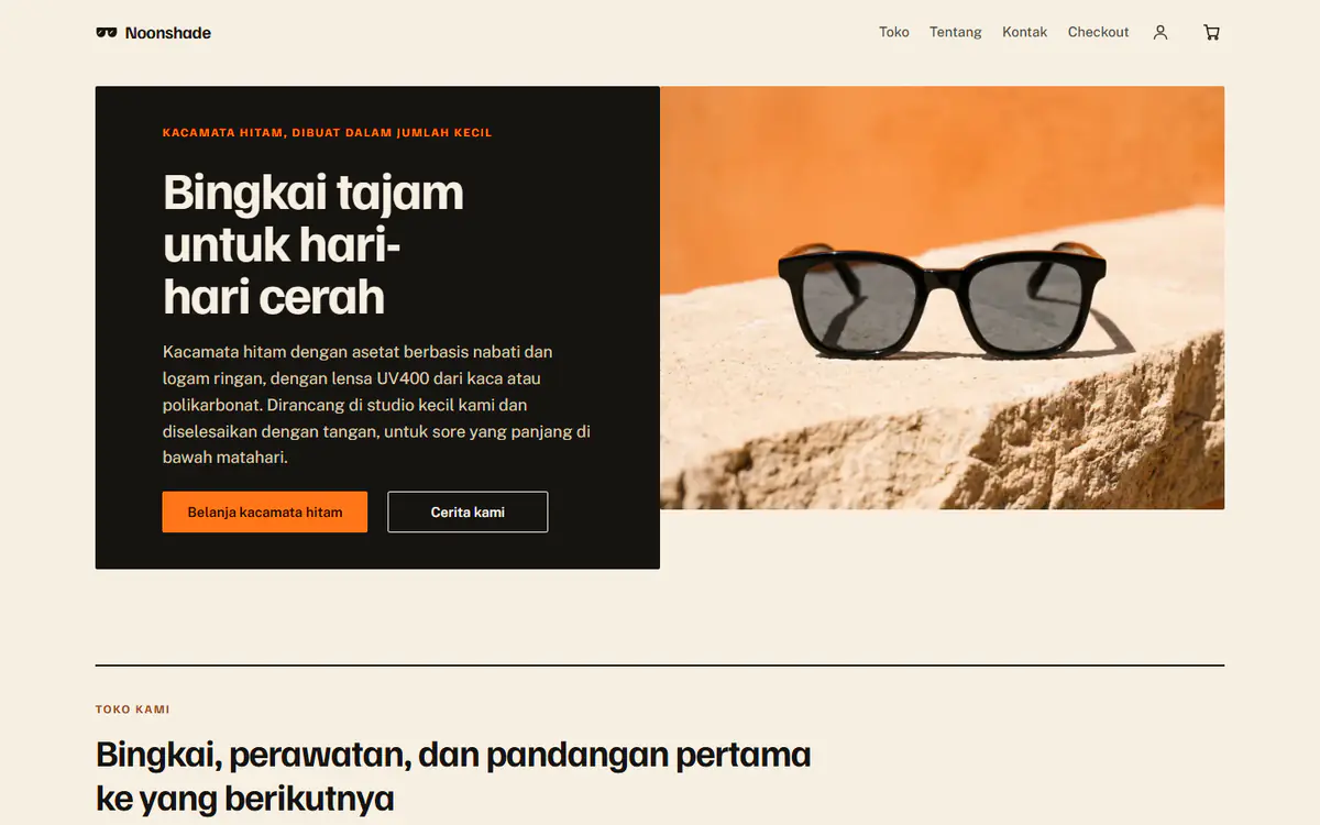 Templat toko kacamata hitam, di komputer