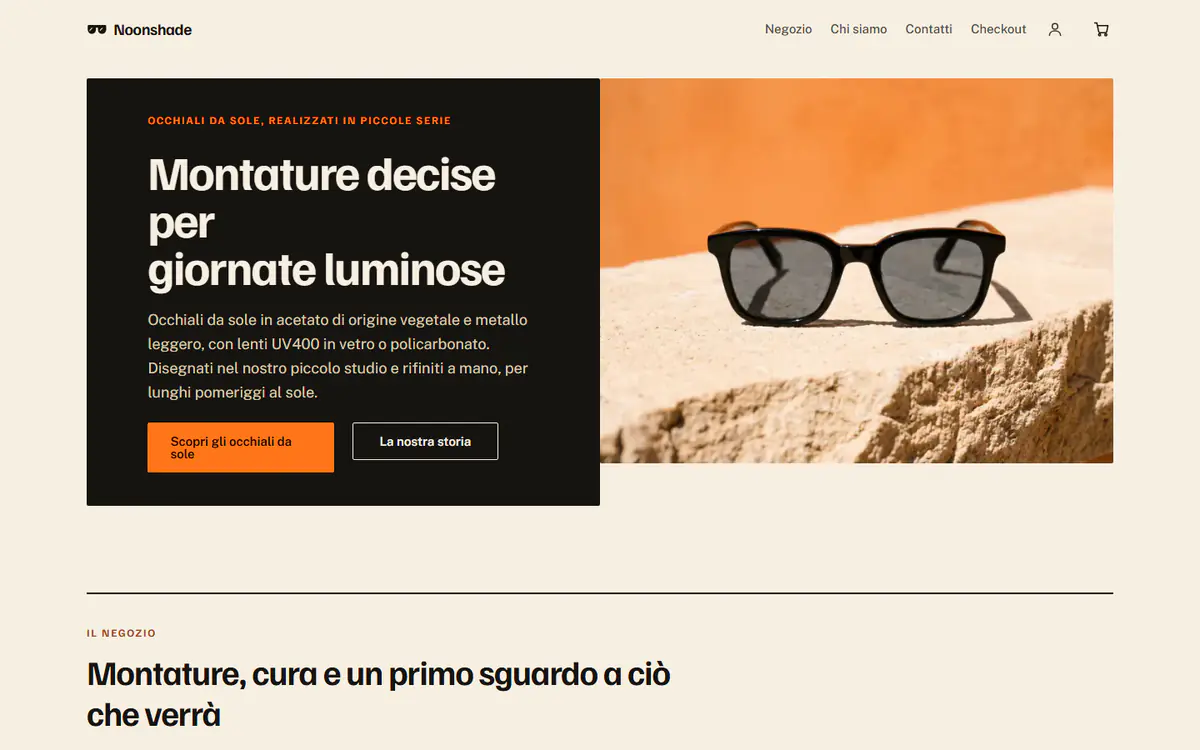 Modello di negozio di occhiali da sole, su computer