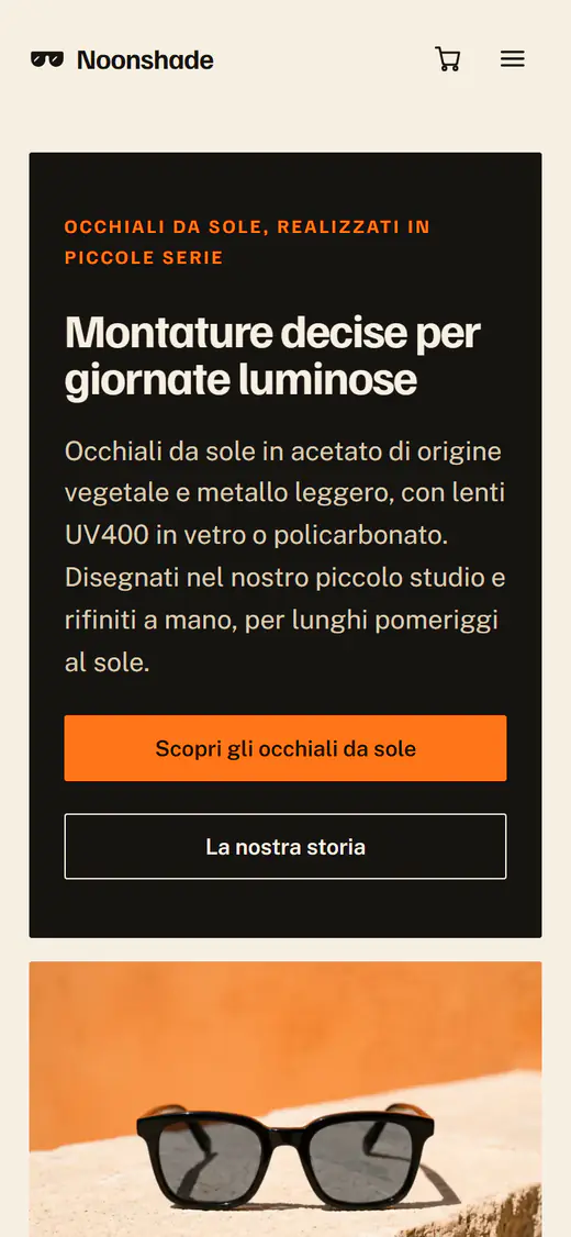 Modello di negozio di occhiali da sole, su smartphone
