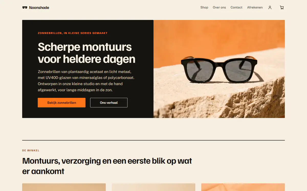 Sjabloon voor een zonnebrillenwinkel, op een computer