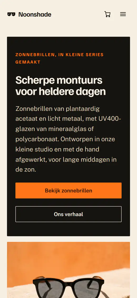 Sjabloon voor een zonnebrillenwinkel, op een telefoon