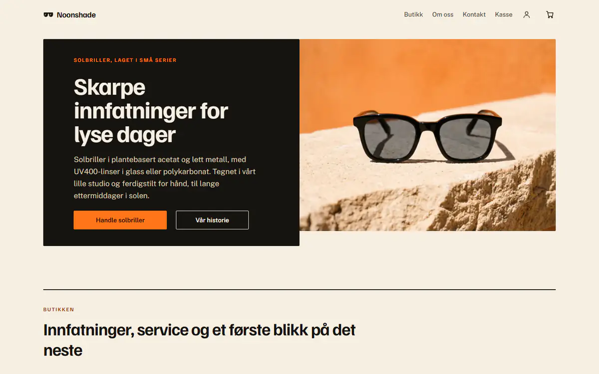 Mal for solbrillebutikk, på datamaskin