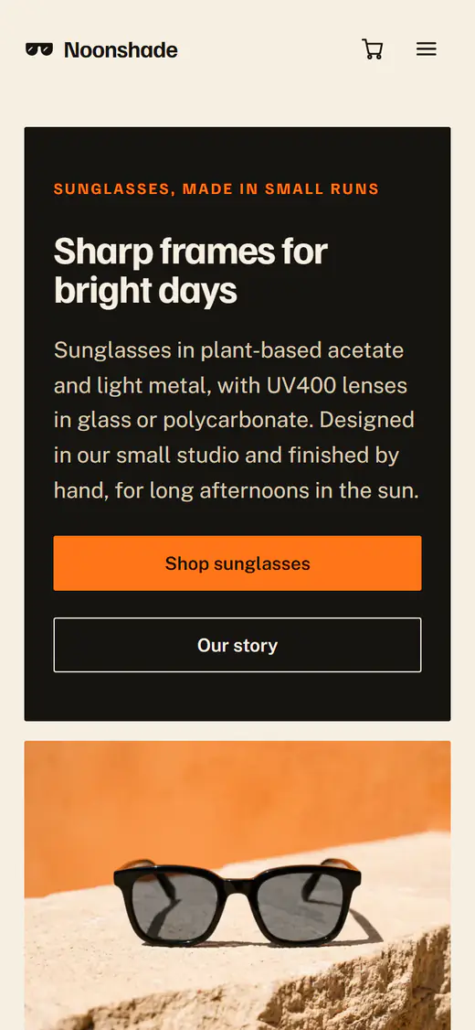 Sunglasses store template, on a phone