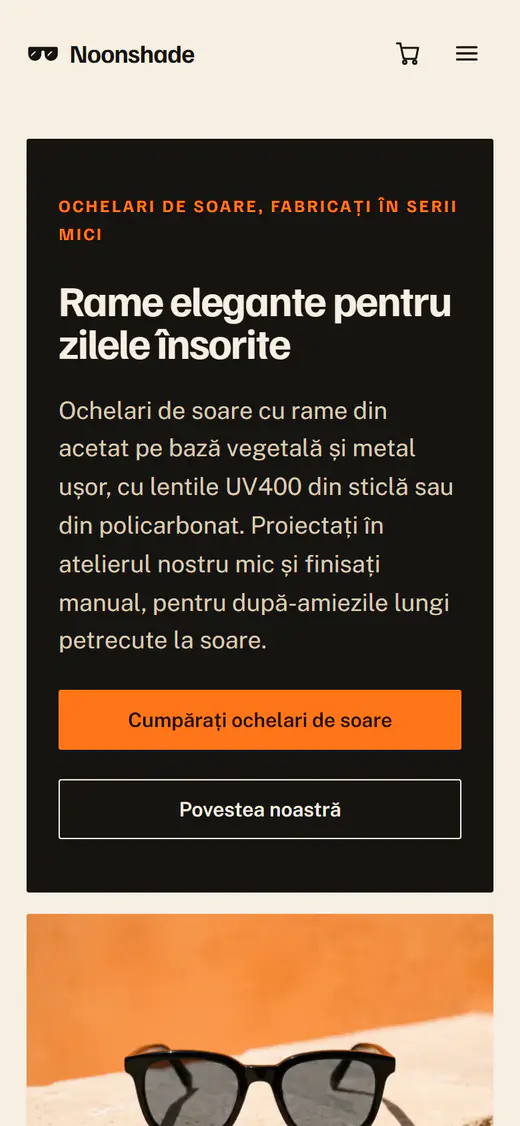 Șablon pentru magazin de ochelari de soare, pe telefon