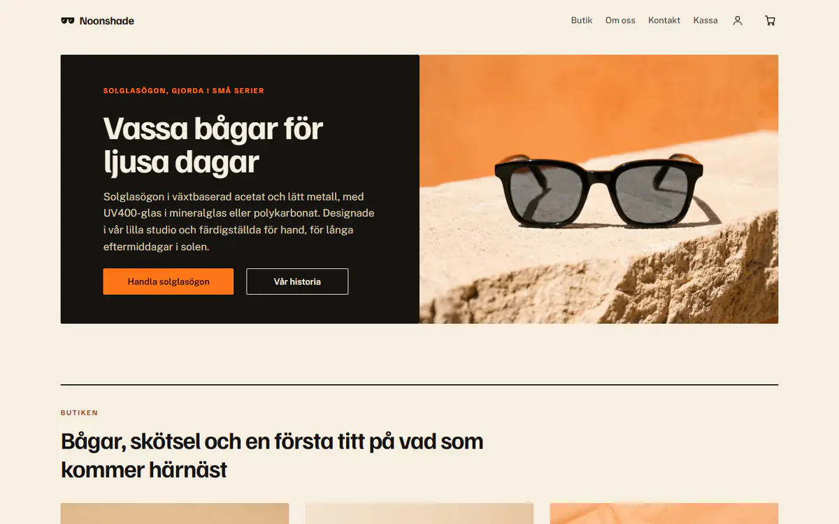 Mall för solglasögonbutik, på en dator