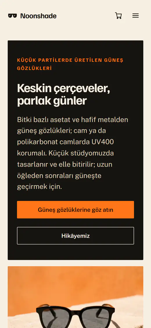 Güneş gözlüğü mağazası şablonu, telefonda
