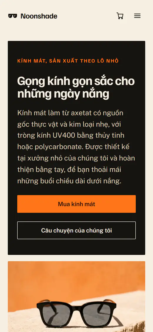 Mẫu cửa hàng kính râm, trên điện thoại
