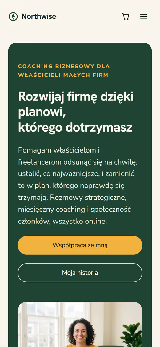 Szablon strony dla coacha biznesu na telefonie