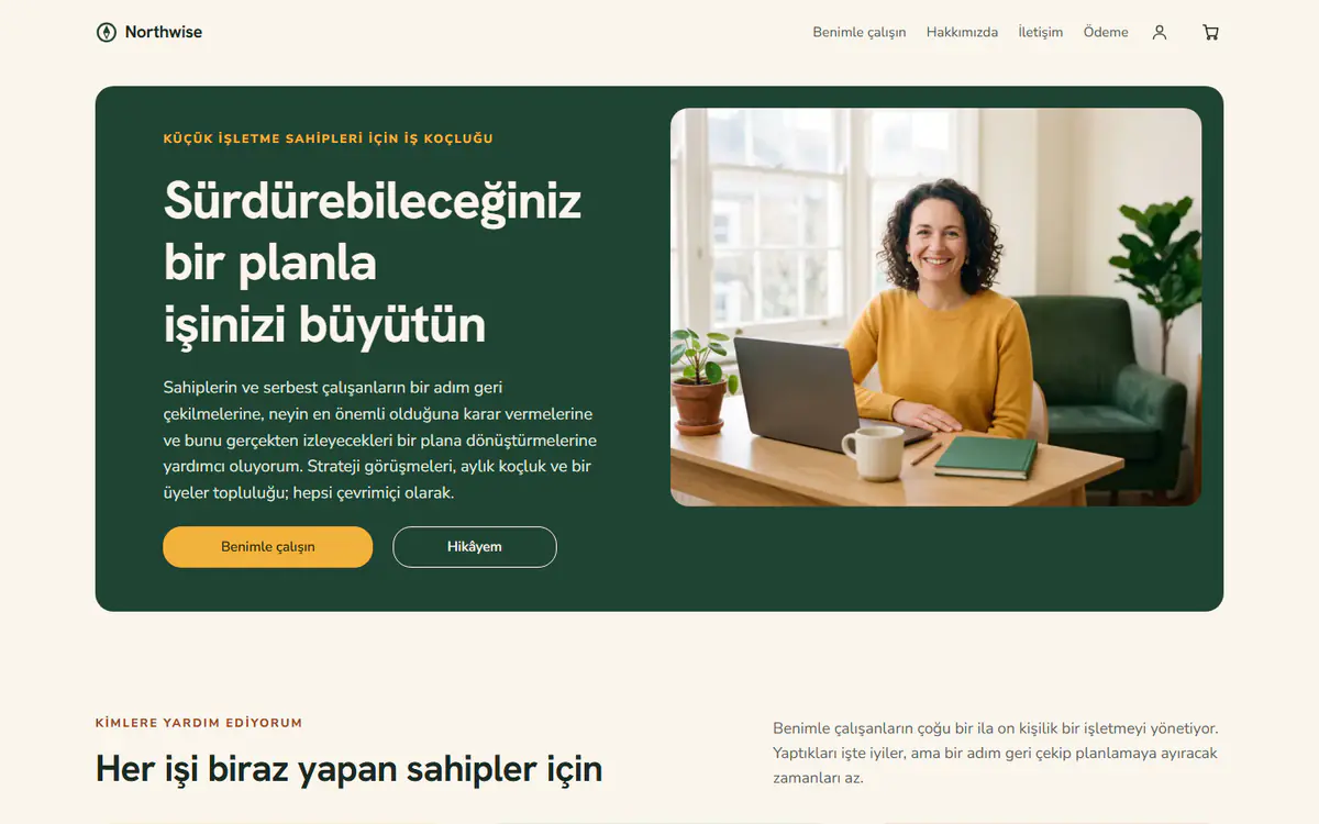 İş koçu web sitesi şablonu, bilgisayarda