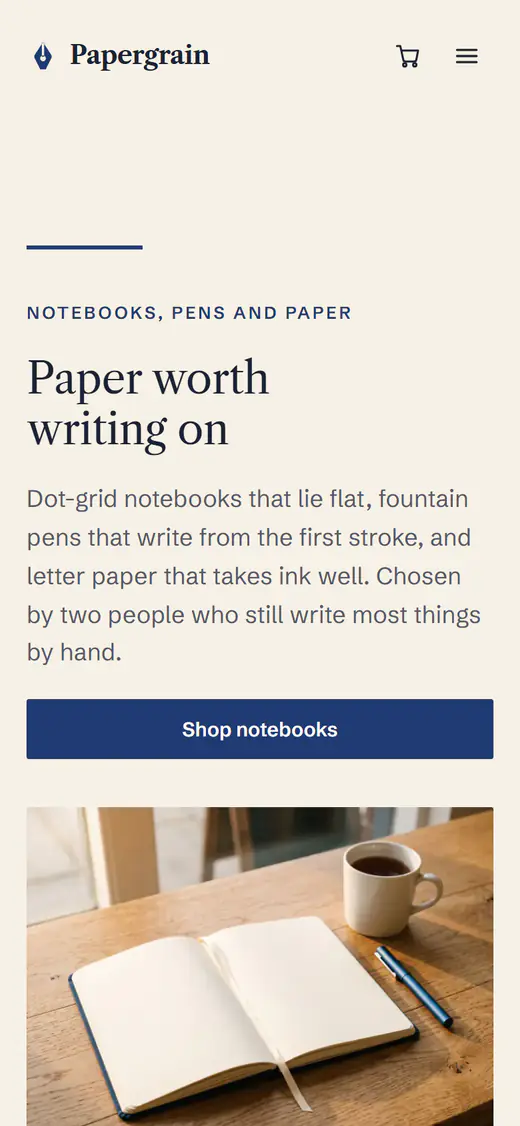 Stationery store template, on a phone