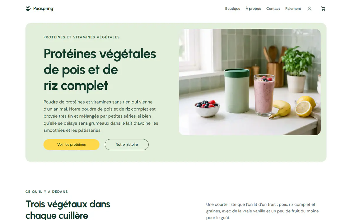 Modèle de boutique de compléments alimentaires, sur ordinateur