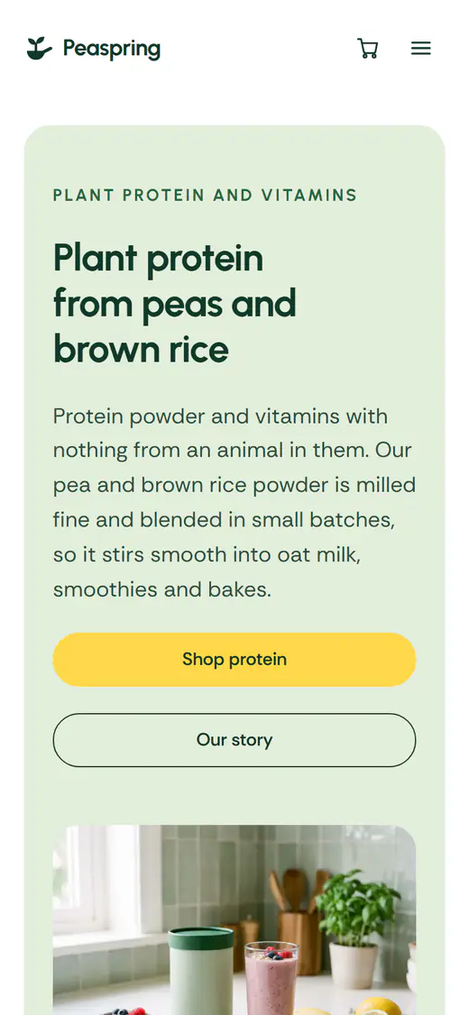 Supplements store template, on a phone