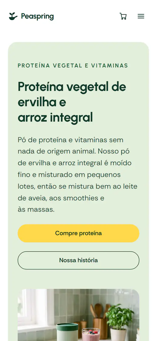 Modelo de loja de suplementos, no celular
