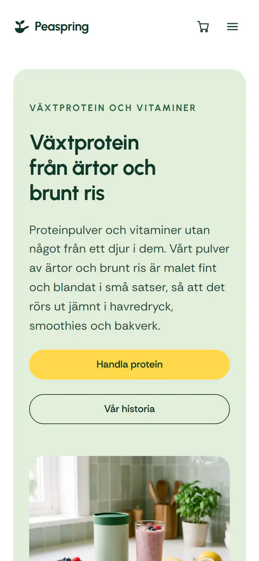 Mall för kosttillskottsbutik, på en telefon