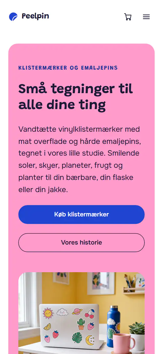 Skabelon til klistermærke- og pinbutik, på en telefon