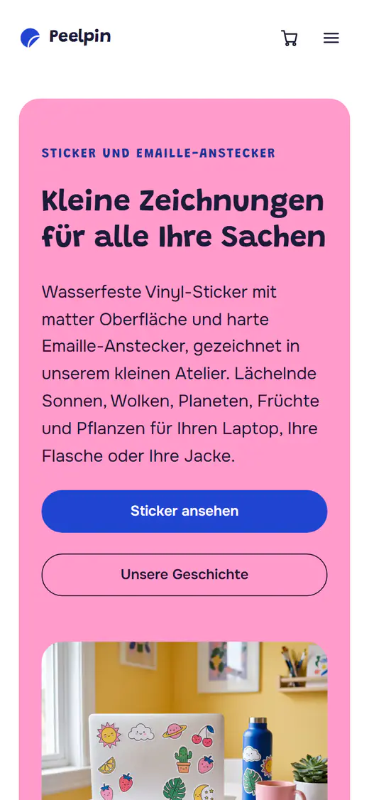 Shop-Vorlage für Sticker und Anstecker auf einem Smartphone