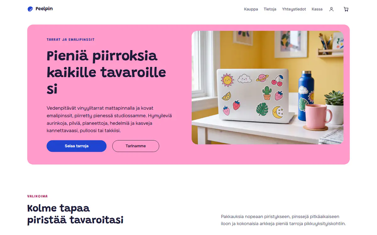 Tarra- ja pinssikaupan malli, tietokoneella