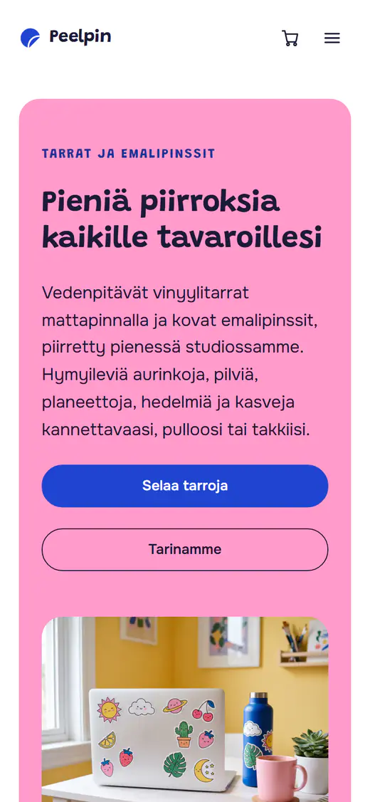 Tarra- ja pinssikaupan malli, puhelimella