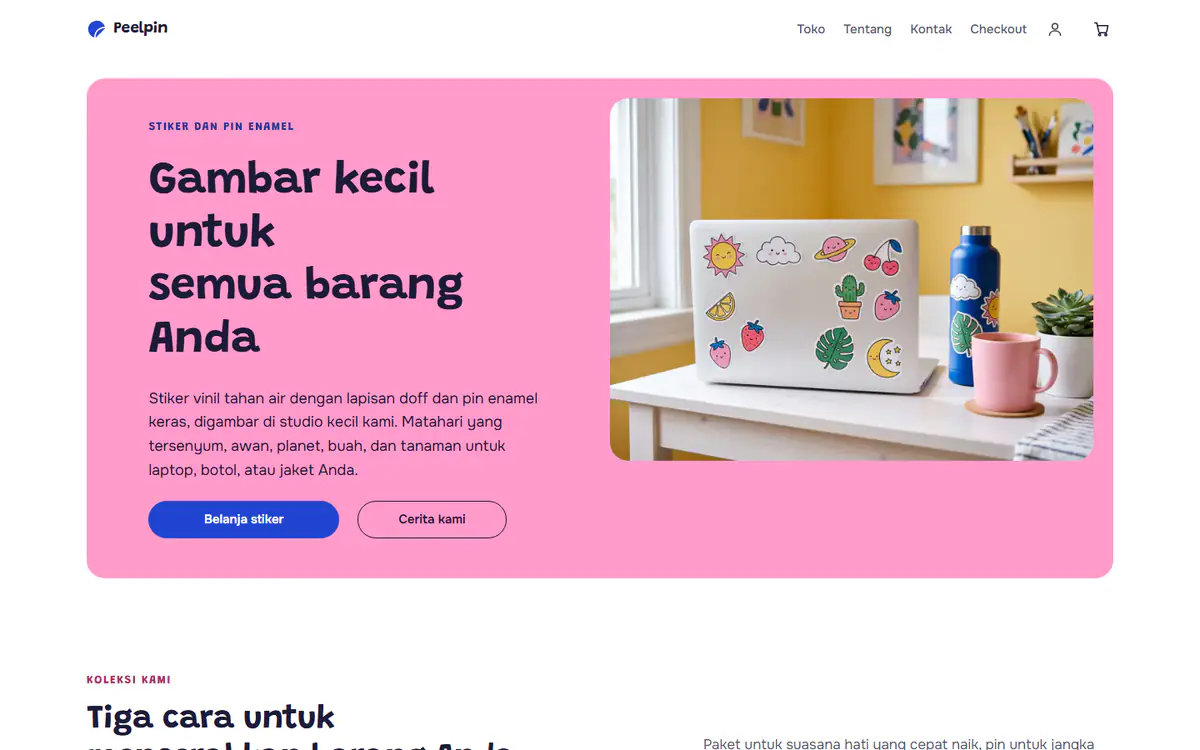 Templat toko stiker dan pin, di komputer