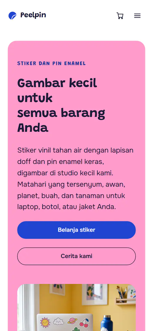 Templat toko stiker dan pin, di ponsel