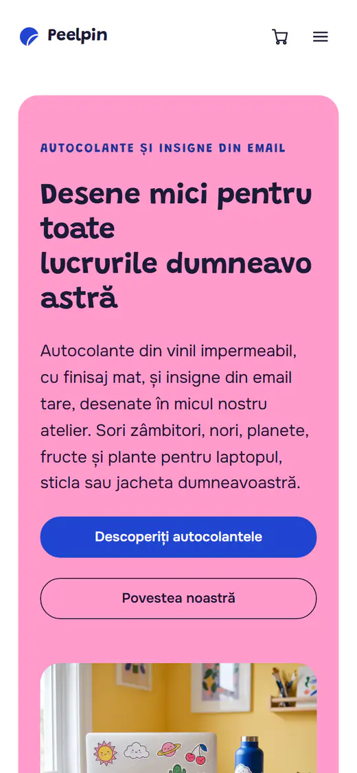 Șablon pentru magazin de autocolante și insigne, pe telefon