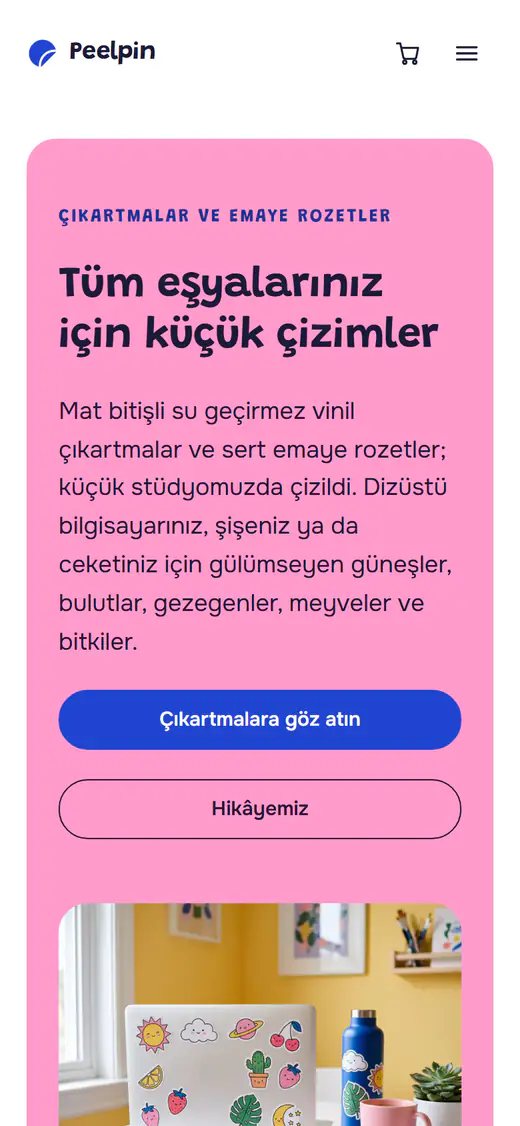 Çıkartma ve rozet dükkânı şablonu, telefonda