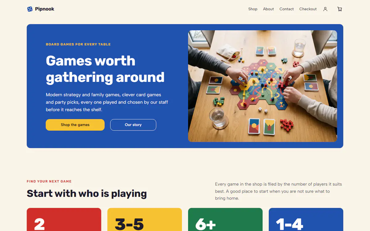 Board game store template, on a computer