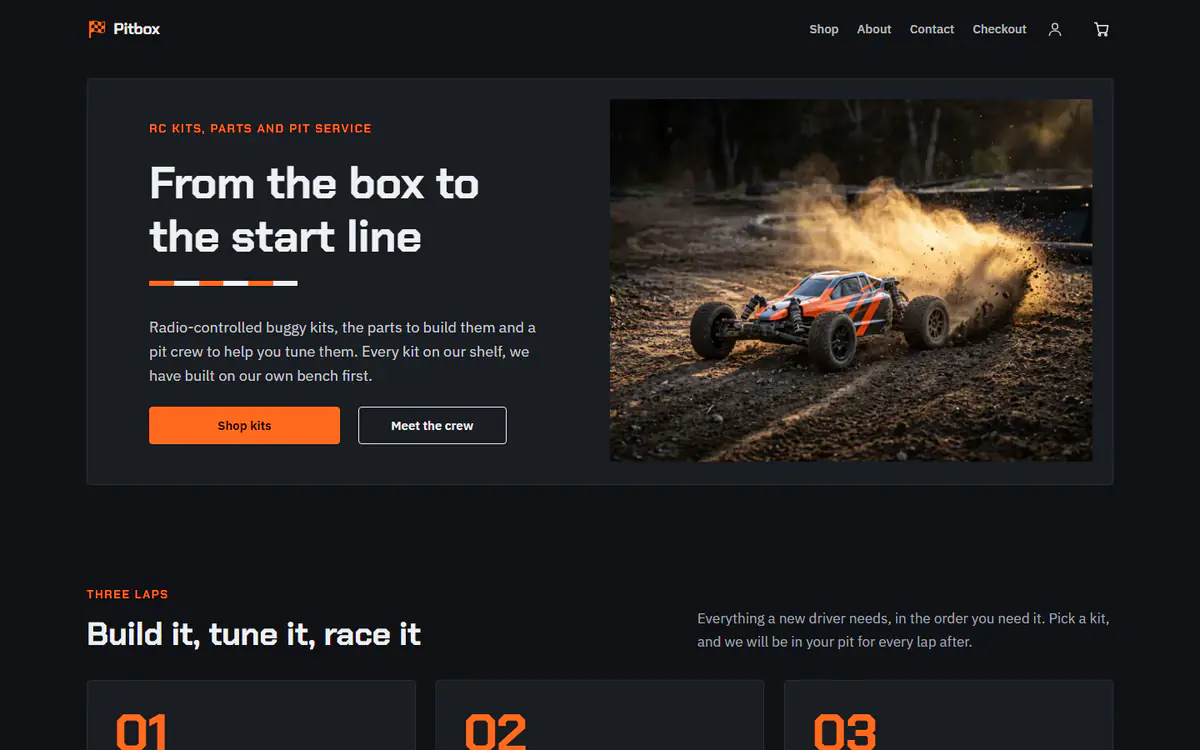 RC car and hobby store template, on a computer