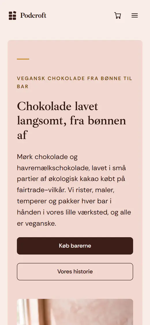 Skabelon til chokoladebutik, på en telefon