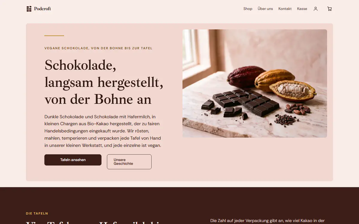 Shop-Vorlage für Schokoladen auf einem Computer