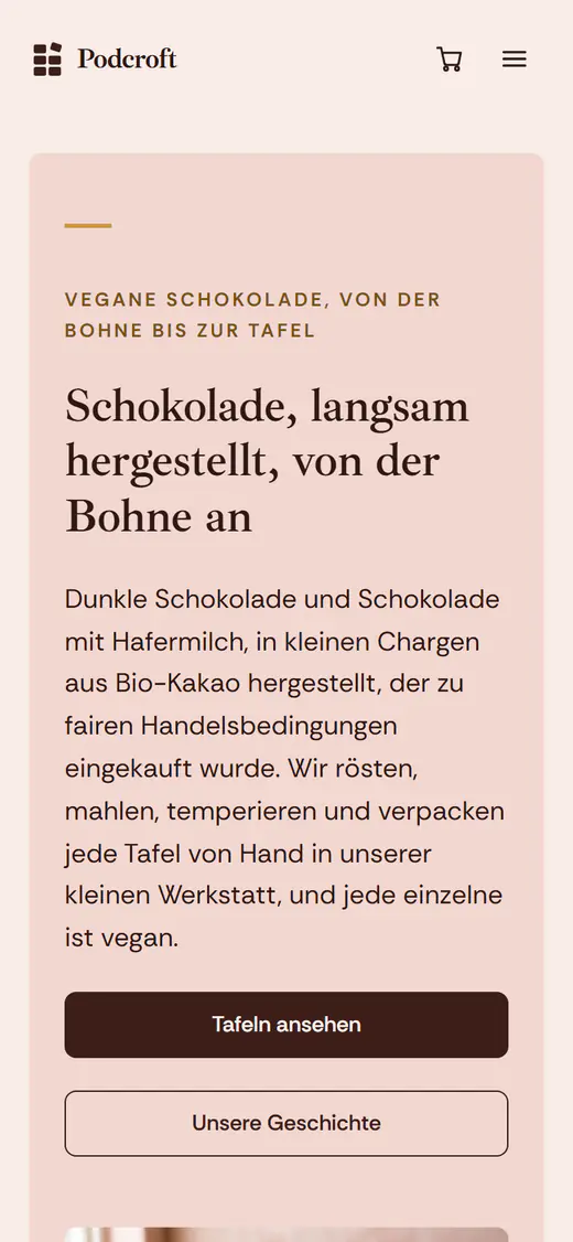 Shop-Vorlage für Schokoladen auf einem Smartphone