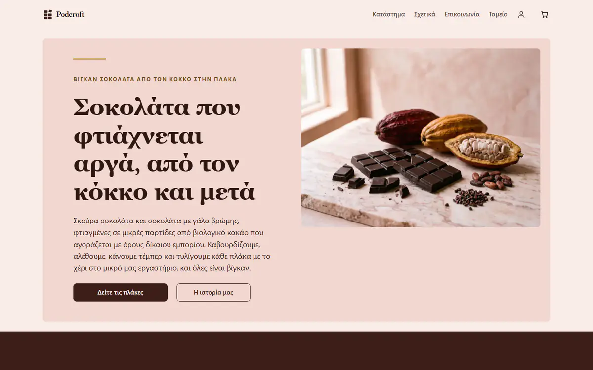 Πρότυπο καταστήματος σοκολάτας, σε υπολογιστή