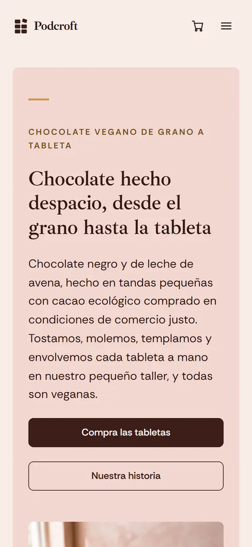 Plantilla de tienda de chocolate, en el móvil