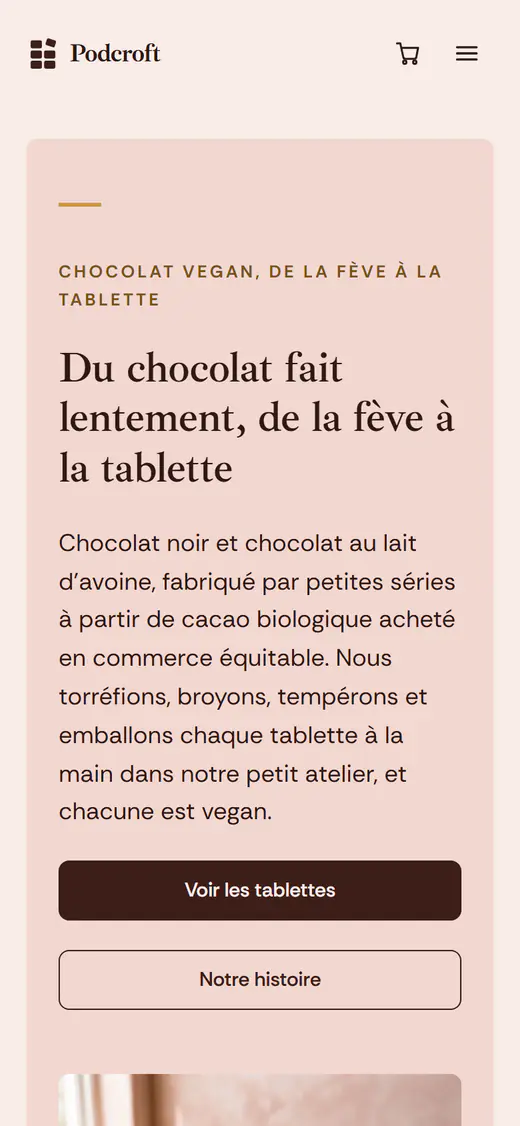 Modèle de boutique de chocolat, sur téléphone