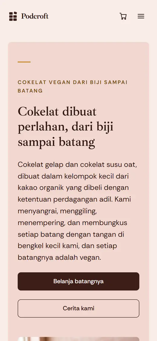 Templat toko cokelat, di ponsel