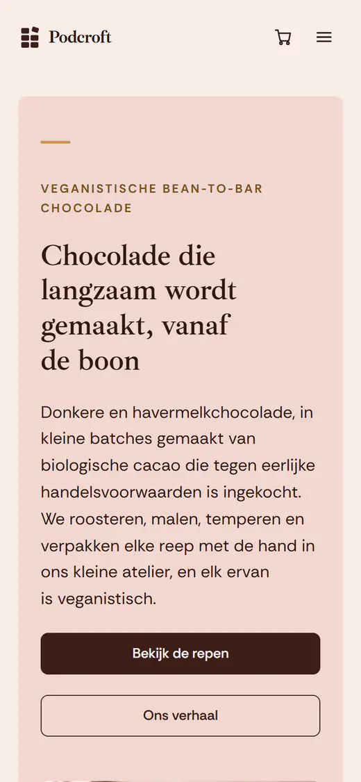 Sjabloon voor een chocolaterie, op een telefoon