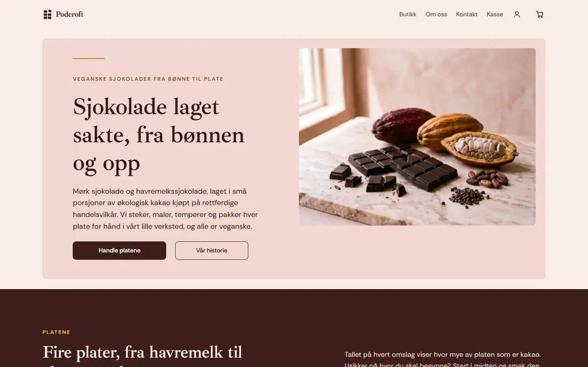 Mal for sjokoladebutikk, på datamaskin