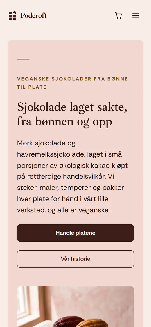 Mal for sjokoladebutikk, på telefon