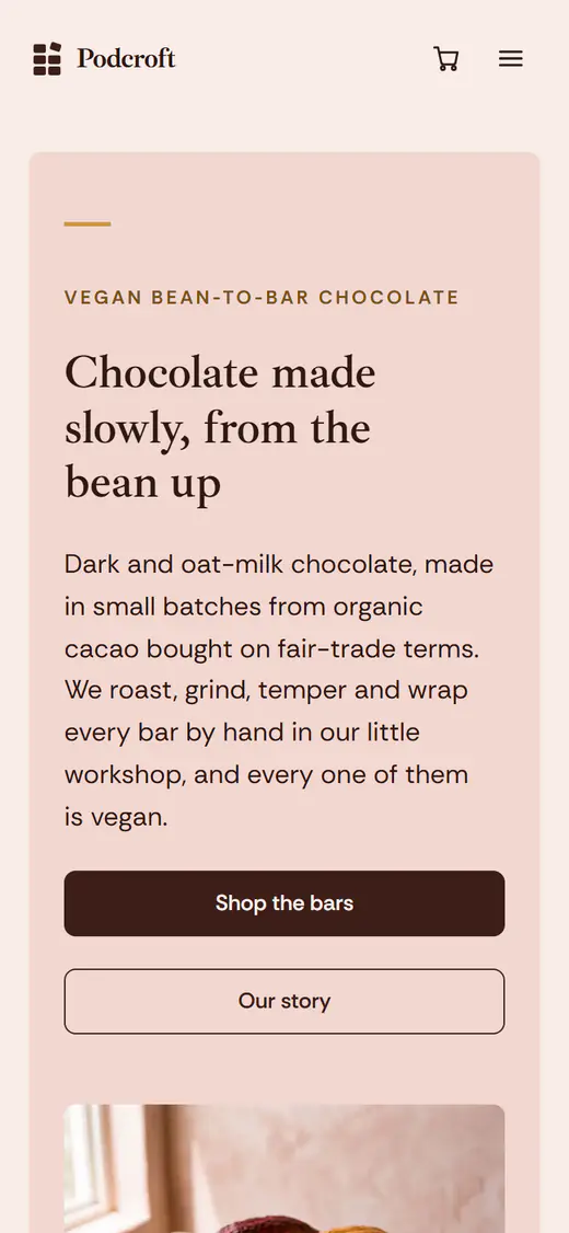 Chocolate shop template, on a phone